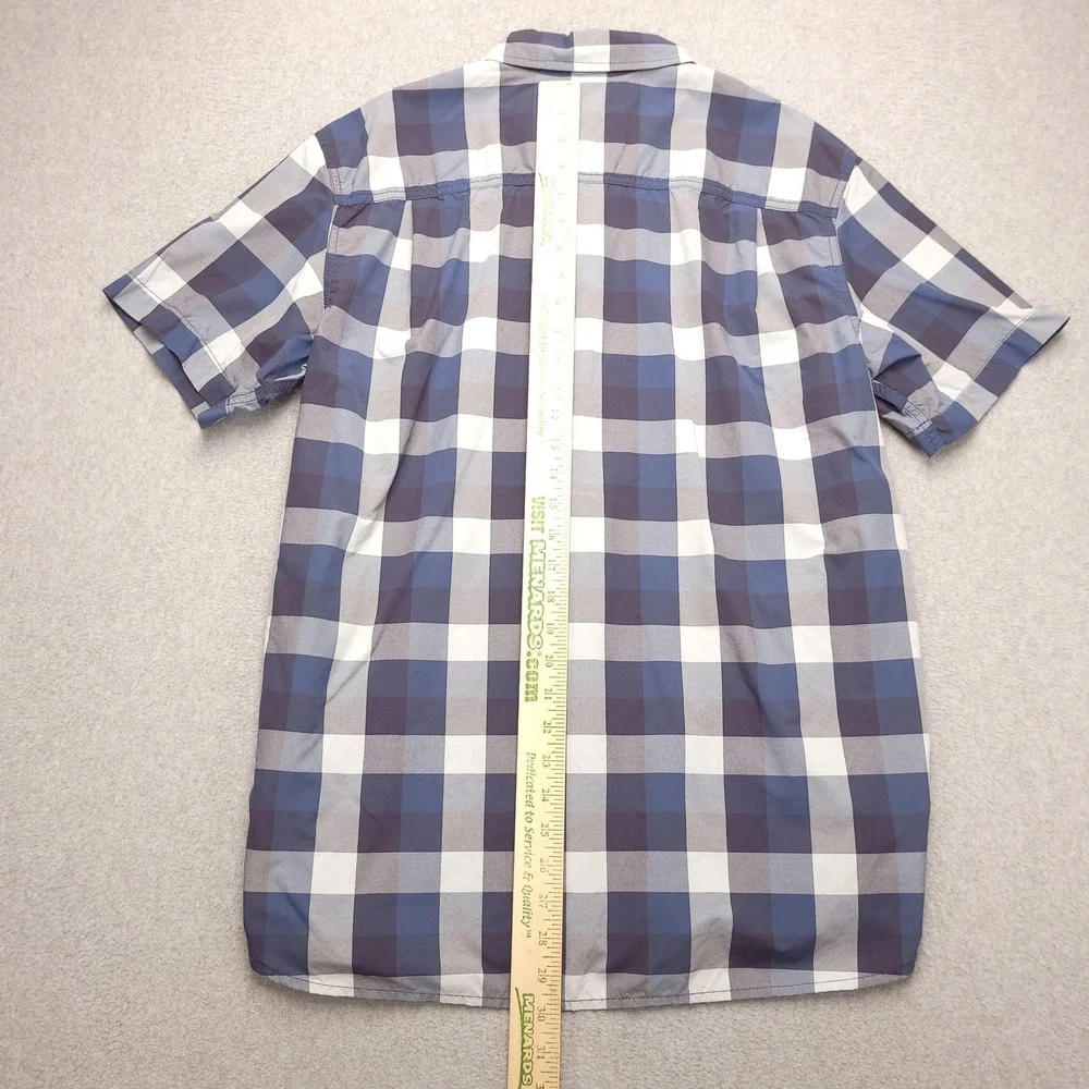 The North Face Shirt Mens L Blue Plaid Short‎ Sleeve Button Up Lightweight Nylon